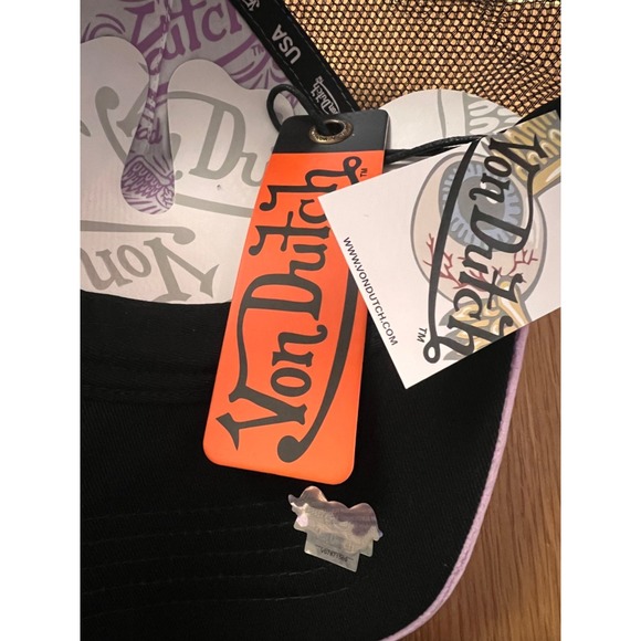 NEW Von Dutch Purple  Plum Dust Velvet Black Mesh Trucker SnapBack Unisex‎ hat - Picture 4 of 6